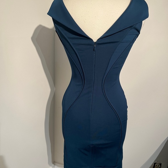 ZAC POSEN - Size 2 - Teal Cap Sleeve Sheath Dress - Picture 2 of 5